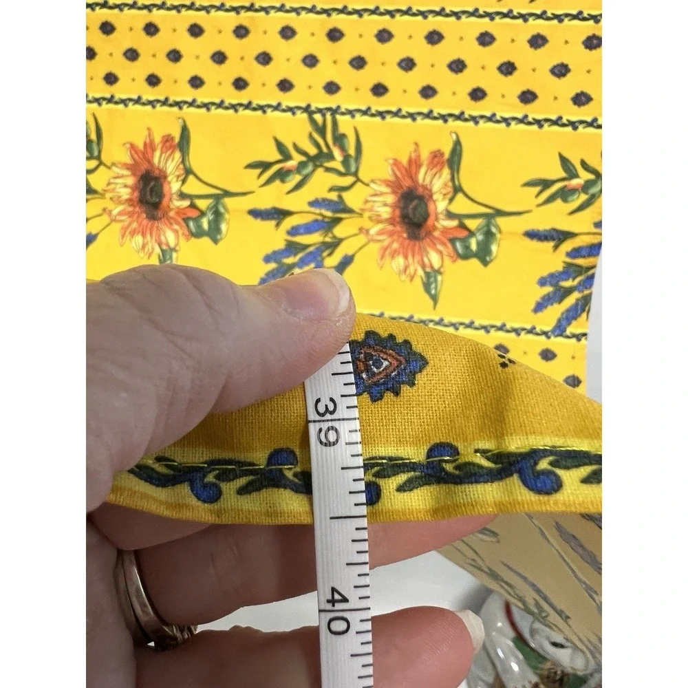 VTG La Cigale Provence France Yellow Cotton Table Runner Sunflowers Lavender